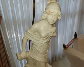 alabaster bust lamp, signed on back