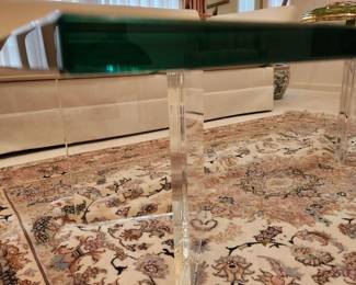 glasstop coffee table with clear Lucite base