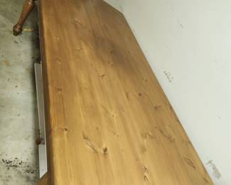 long, country dining table, relocated to the garage because we needed the space
