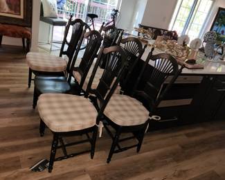 set of 6 black dining chairs with cushions