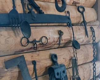 Vintage cast iron pulley -animal trap. & more