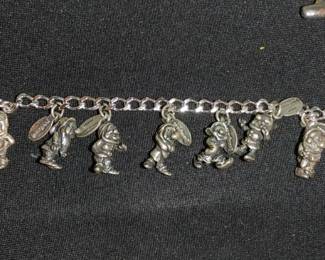 Vintage sterling silver Snow White and Seven Dwarfs charm , all charms are solid