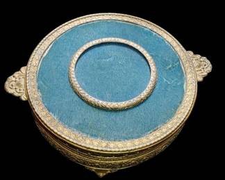 vintage jewelry trinket dish with glass insert