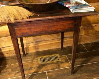 Fantastic primitive table and wooden bowls