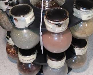 Very cool Spice Rack with round spice bottles