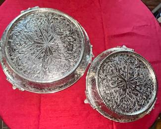 Beautiful ornate wedding cake cake stands from gift Bay one large one small boxes available brand new