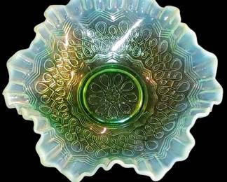 EAPG Crimped Bowl - Jefferson Glass Company AKA Many Loops - Early American Pattern Glass - Circa 1907 