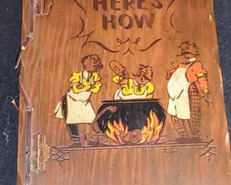 Vintage Book on Mixing Drinks, "Here's How", Wooden Cover, 1941