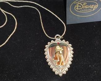 Disney~SNOW WHITE~ 10K Gold & heavy STERLING HEART Pendant. Number 59 of 12,500 made
