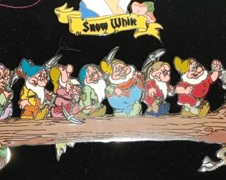 Vintage Snow White & 7 Dwarfs Hi Ho Mining LE Jumbo Pin Set RARE