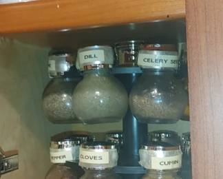 Wonderful spice rack was around glass spice bottles