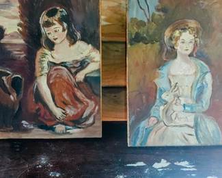 Vintage paintings on wood