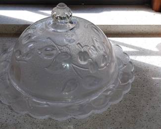 Vintage Clear Cherries  Glass Covered Butter or Cheese Ball. Our cream cheese