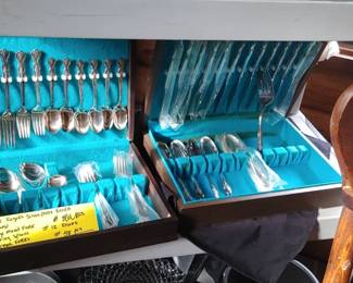 Vintage Sterling plated flatware two boxes
