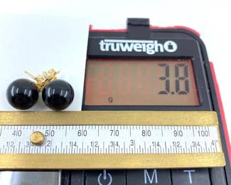 These 14K solid yellow gold earrings with natural black pearls are on sale for $150. The size and weight in grams is shown on the picture. Please call or text 703-895-9344 to buy or for questions.