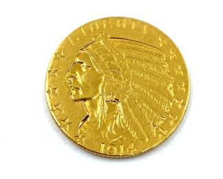 This 22K solid yellow gold 1914 $5 US coin is on sale for $700. Please call or text 703-895-9344 to buy or for questions.