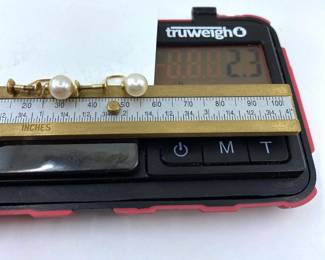 These 14K solid yellow gold earrings with a natural Mikimoto pearls are on sale for $275. The size and weight in grams is shown on the picture. Please call or text 703-895-9344 to buy or for questions.