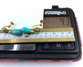 These 14K solid yellow gold earrings with natural turquoise gemstones are on sale for $258. The size and weight in grams is shown on the picture. Please call or text 703-895-9344 to buy or for questions.