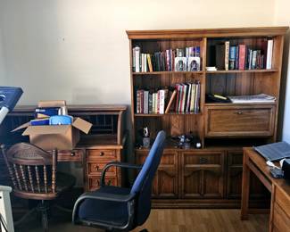 Solid wood rolltop desk and office furniture