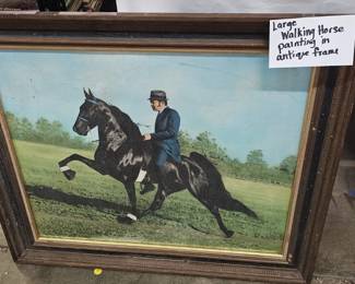 LARGE WALKING HORSE FRAMED PICTURE