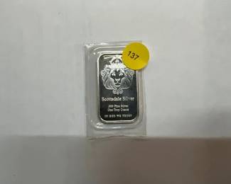  SCOTTSDALE SILVER ONE TROY OUNCE SILVER BAR