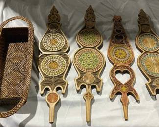 Wicker Basket Wooden Wall Decor From Finland