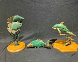 Turquoise Fish Dolphin Figurines
