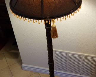 Dark Wood Twisted Floor Lamp