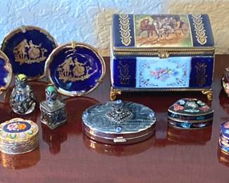 Vintage Miniature Boxes, Plates Bottles