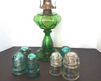 Vintage Oil Lamp 6 Insulators