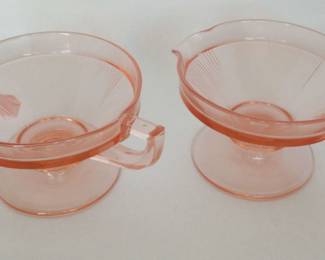 Heisey Petal Pink Pleated Cream and Sugar