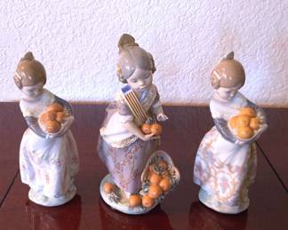 Three Lladro Valencia Girl Figurines