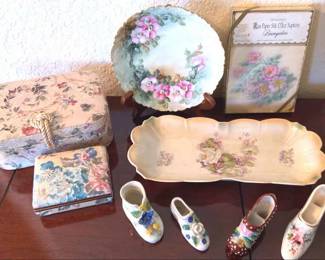 China Shoes, Dishes Floral Lot