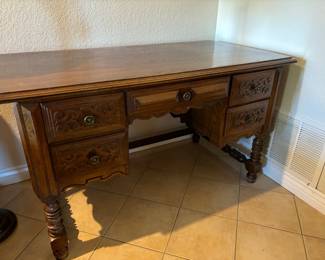 Antique Carved Drawer Desk