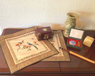 Asian Decor Variety Stamp, Jewelry Box, Agate Urn,