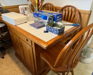 Bar height kitchen island/table and chairs