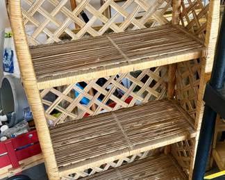 Mid century rattan shelving 