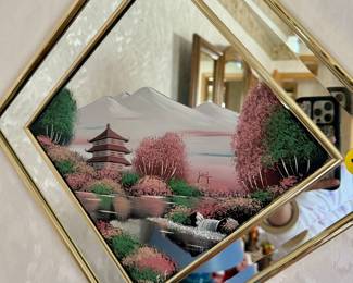 Asian painted mirror