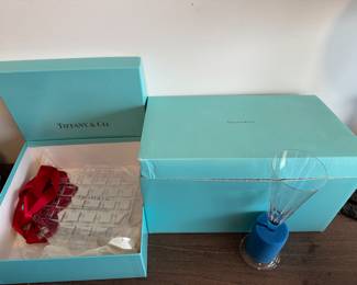 Tiffany & Co. Plate and Set of 2 Champagne Flutes