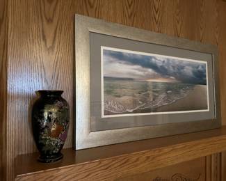 Framed Ocean Print, Oriental Vase