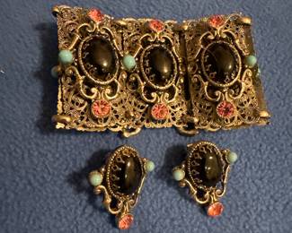 Vintage Wrist Cuff and Earrings