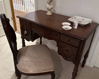 Gorgeous Antique Vanity/Desk, Antique Chair