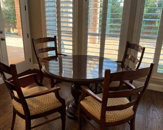 Wood Dining Set with 4 chairs- custom upholstery
Excellent condition