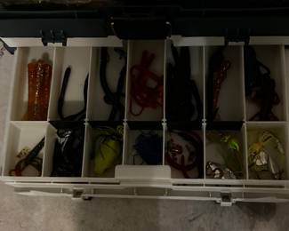 Drawers full of fishing lures and other accessories 