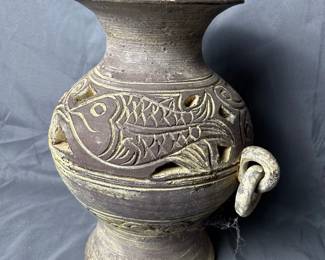 Carved Fish Terracotta Vase