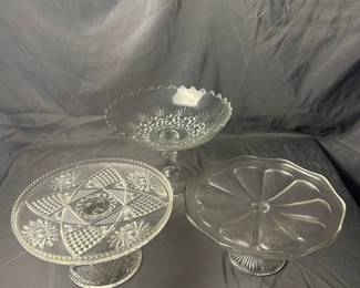 Lead Crystal Glass Standing Platter Set
