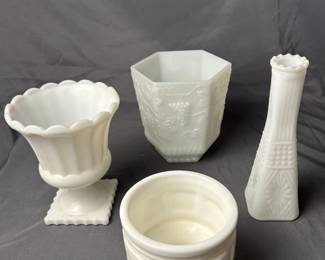 Milk Glass Vase Set
