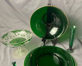 Green Glass Set