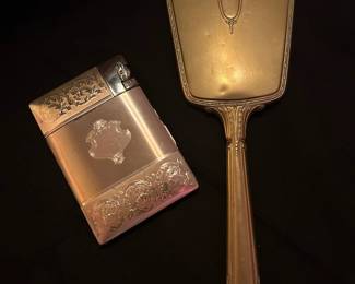 Gorgeous Bronze Mirror Cigarette Case Set, Vintage