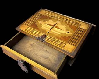 Wooden Hidden Treasure Box With Secret Compartment, 1930s